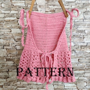 PATTERN Crochet coral crop top sizes 4T- 5T Open back halter toddler top Boho wrap bikini top Pattern Crochet children pattern