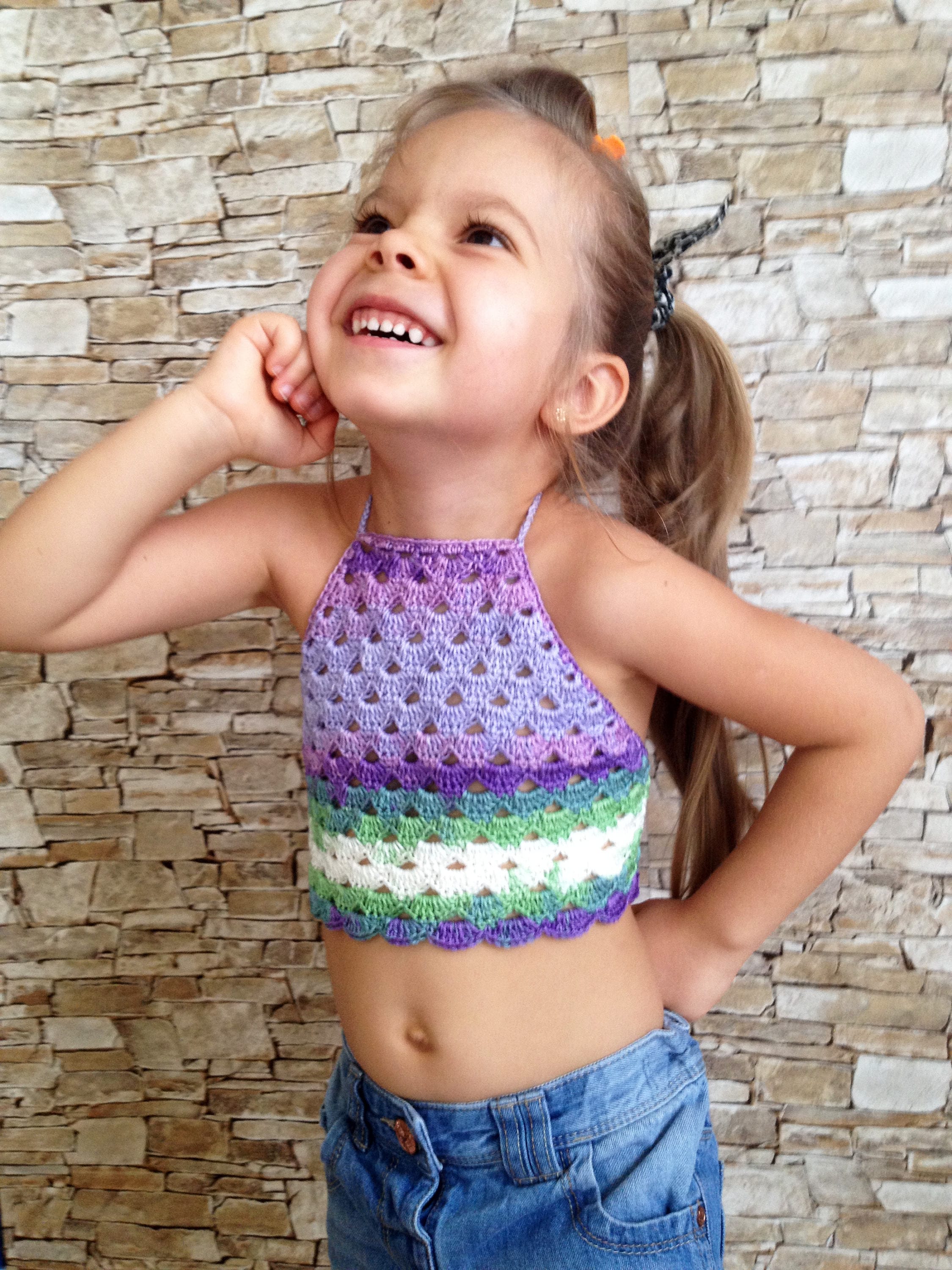 Crochet baby toddler lace top Crocheted open back top Purple | Etsy