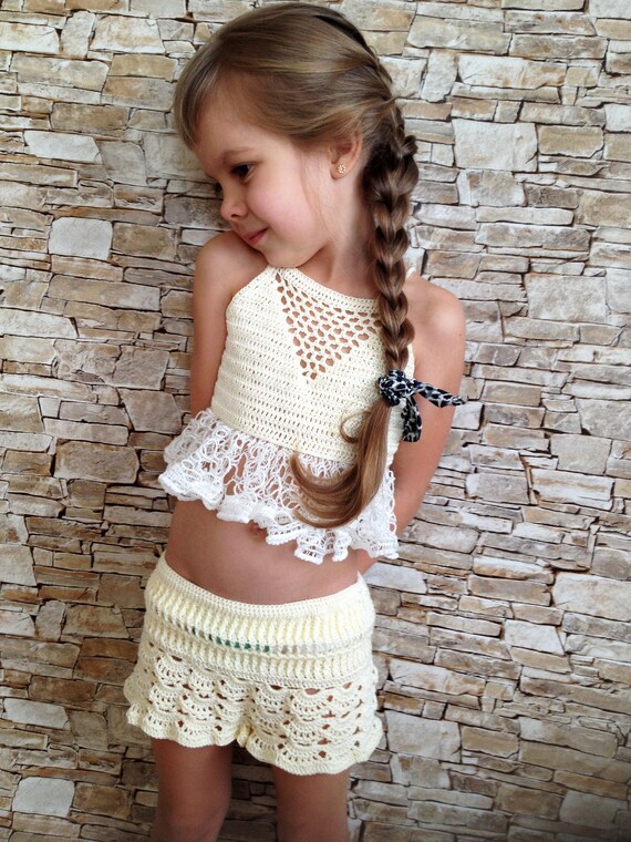 Pantalones cortos para niños pequeños de ganchillo y top Traje - España