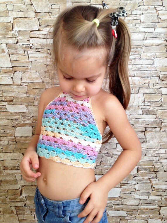 rainbow crochet crop top