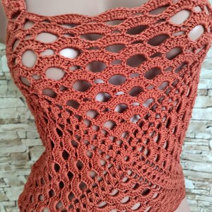 Crochet crop top in terracotta Beachwear for women Bohemian festival summer crochet outfit Halter top image 3