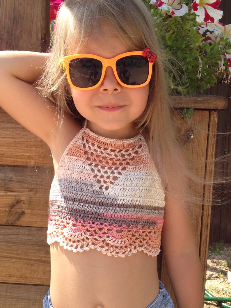Crochet toddler baby crop top Boho kids outfit Colorful summer Etsy