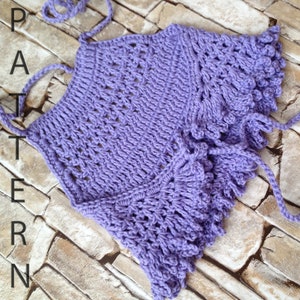 Gehaakt babytopje PATROON Crop top met open rug PDF Patroon Strandkleding Vakantie baby Patroon Gehaakt babykledingtopje Tutorial DIY digitaal