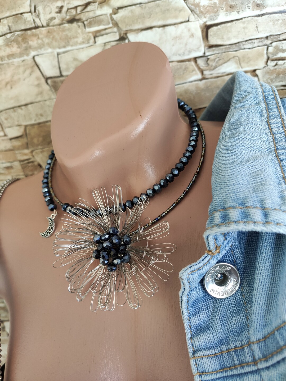 Pearls Beaded Moon Choker