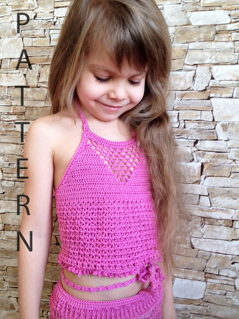 Crochet Toddler Top Pattern Boho Crop Bikini Kids Vacation Etsy UK
