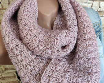 Crochet scarf Dry rose hand knit neck warmer Chunky long scarf Autumn winter wool scarf Christmas gift for her eve box handmade accessories