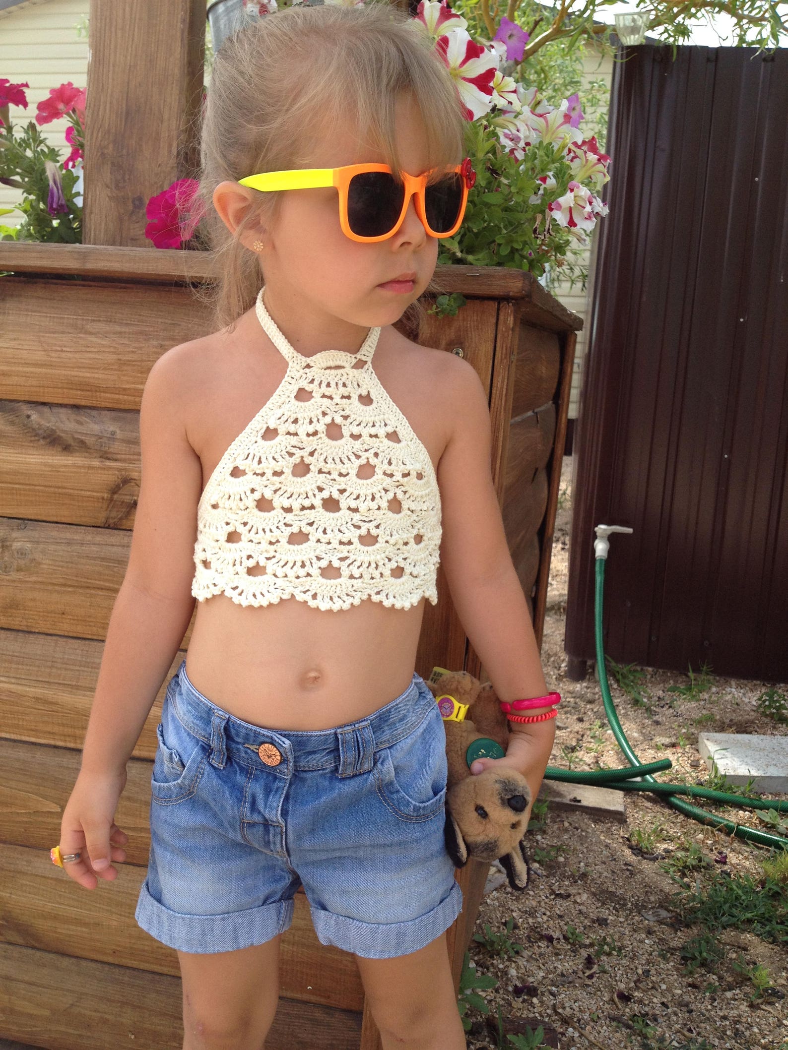 Crocheted toddler Crop Top / Baby crochet top / Girl crop top Etsy