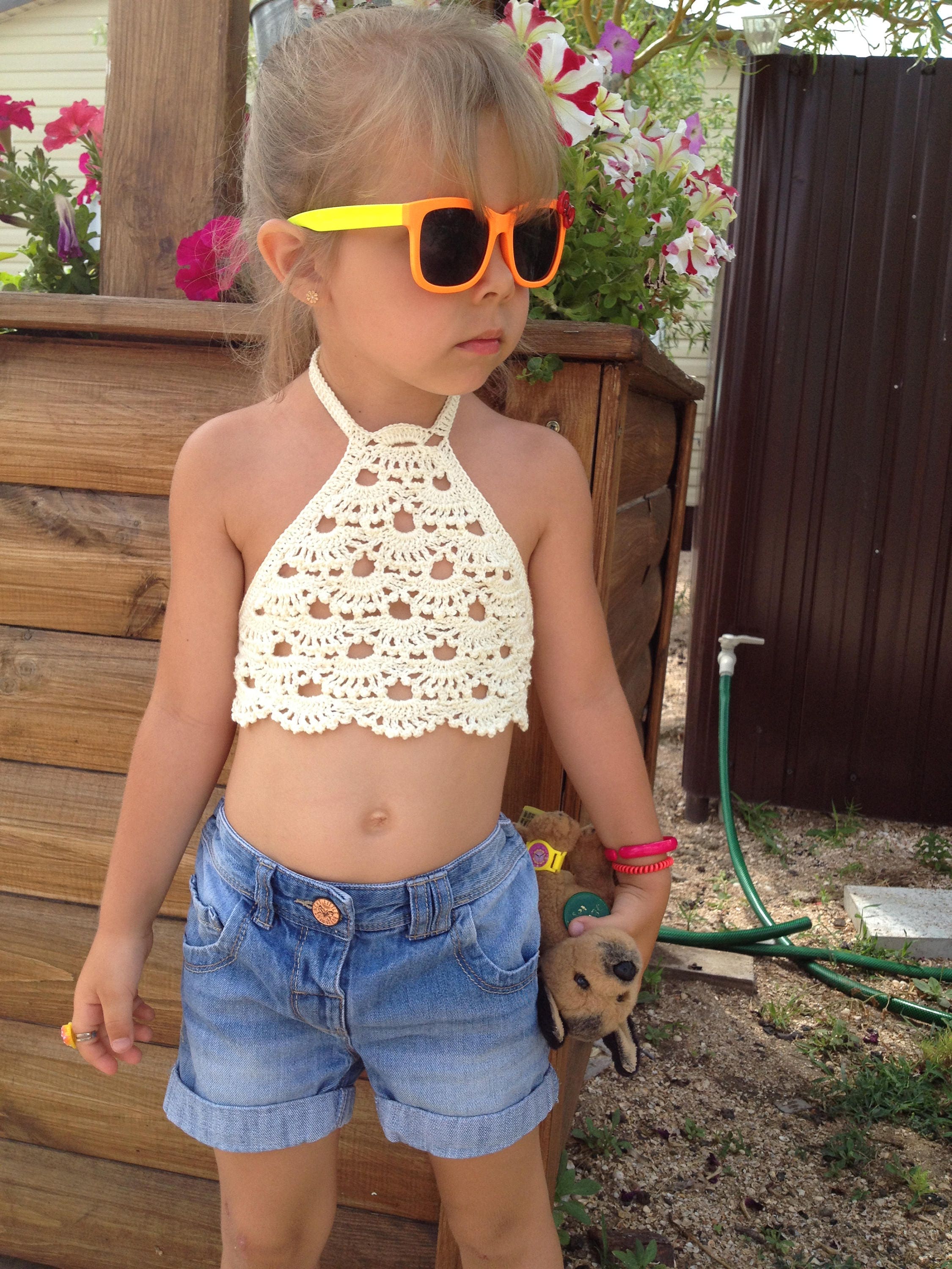 Crocheted toddler Crop Top / Baby crochet top / Girl crop top Etsy