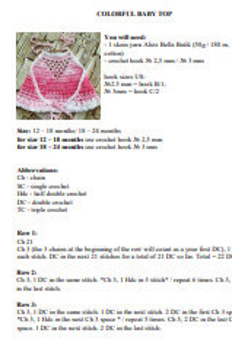 Crochet Baby Crop Top PATTERN Beach Summer Clothing for Baby Etsy