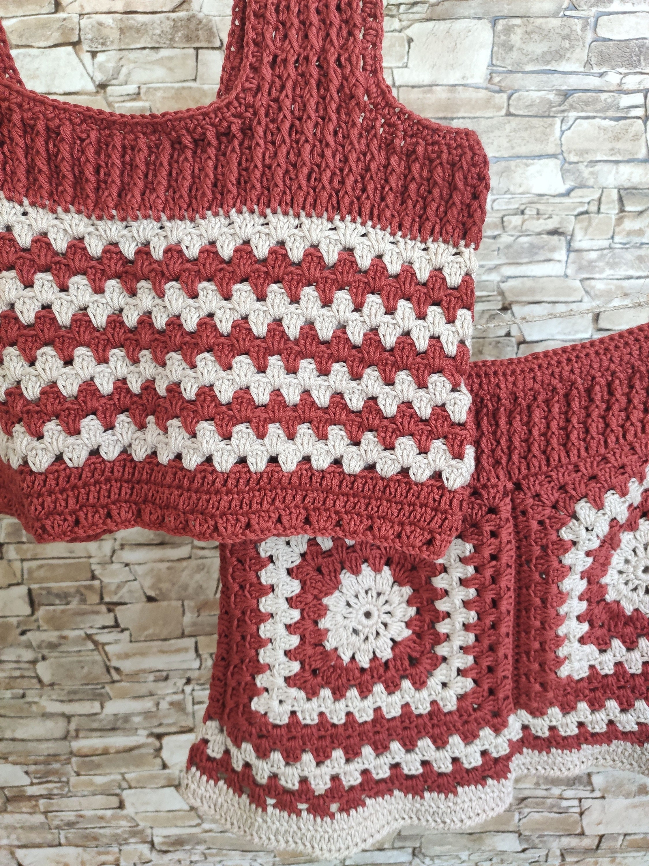 Crochet set for little girls Granny square halter top and skirt