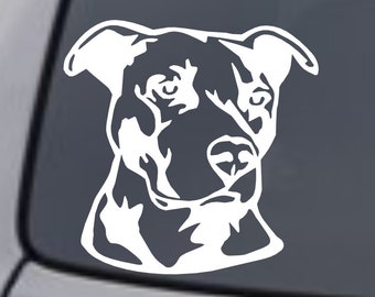 Vinylsticker hond gezicht Pitbull – auto, laptop, raamsticker