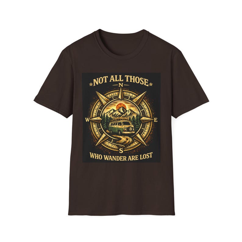 Not All Those Who Wander Are Lost Compass Graphic T-Shirt | Adventure Travel Tee Camping Van Life Nomad image 4