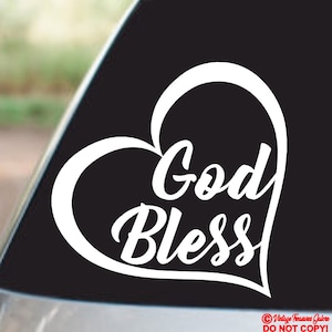 God Bless Heart Vinyl Decal - Christian Car Sticker