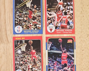 Michael Jordan Lot of 4 Rookie Rc Basketball Cards 1986-87 Fleer #57 / 1984-85 Star Nba **PLEASE READ FULL Description Before Ordering.**