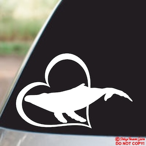 WALVIS HART - Vinyl Decal Sticker Auto Vrachtwagen Boot Laptop Achterruit Muur Bumper Grappig Schattig Zee Save the Ocean Life Zoogdier Wereldvrede Liefde