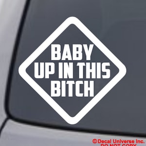 Baby Up In This Bitch - Vinyl Decal Sticker Car Truck Van Suv Boat Motorcycle Mini Van RV Atv Bike Laptop Rear Back Window Wall Bumper Jdm