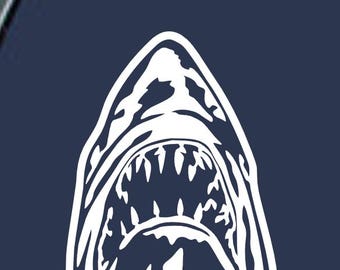 JAWS Vithaj - Vinyldekal Bil Lastbil Skåpbil SUV Båt Laptop Fönster Vägg Stötfångare Rolig Bakruta Fisk Apex Predator Jdm
