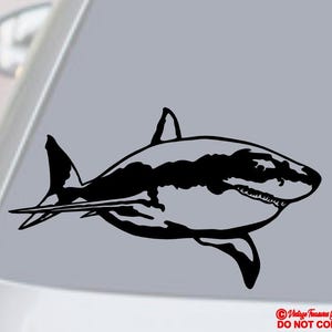 Great White Shark - Vinyl Decal Sticker Car Truck Van Suv Boat Laptop Window Wall Bumper Funny Rear Back Window JAWS Fish Apex Predator Jdm