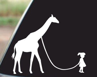Vinyldekal med giraffflicka – bil, lastbil, laptop