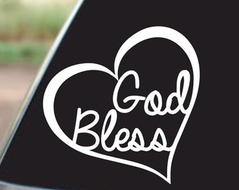 Vinylsticker God Bless Heart – christelijke autosticker
