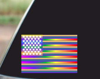 Sticker Amerikaanse vlag regenboog – vinylsticker Gay Pride