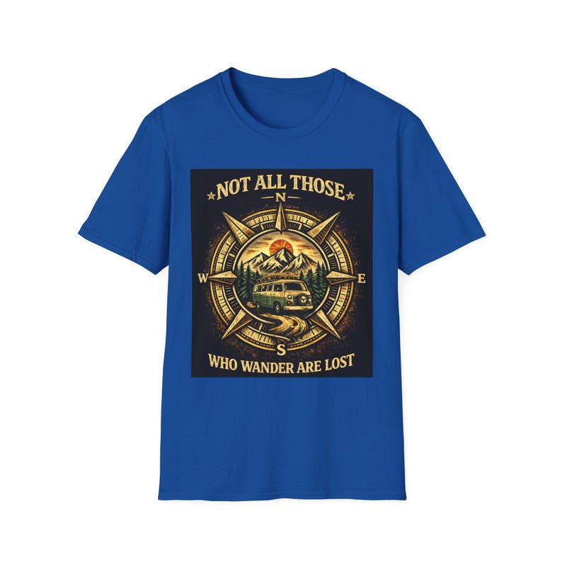 Not All Those Who Wander Are Lost Compass Graphic T-Shirt | Adventure Travel Tee Camping Van Life Nomad image 9