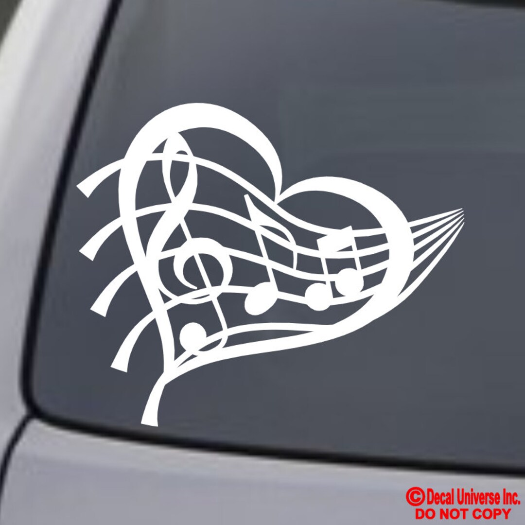 Music Heart Vinyl Decal – Treble Clef Notes Car Sticker - Etsy