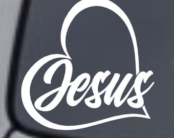 Jesus hjärta vinyldekal – kristen bilklistermärke, religiös gåva (4x4)