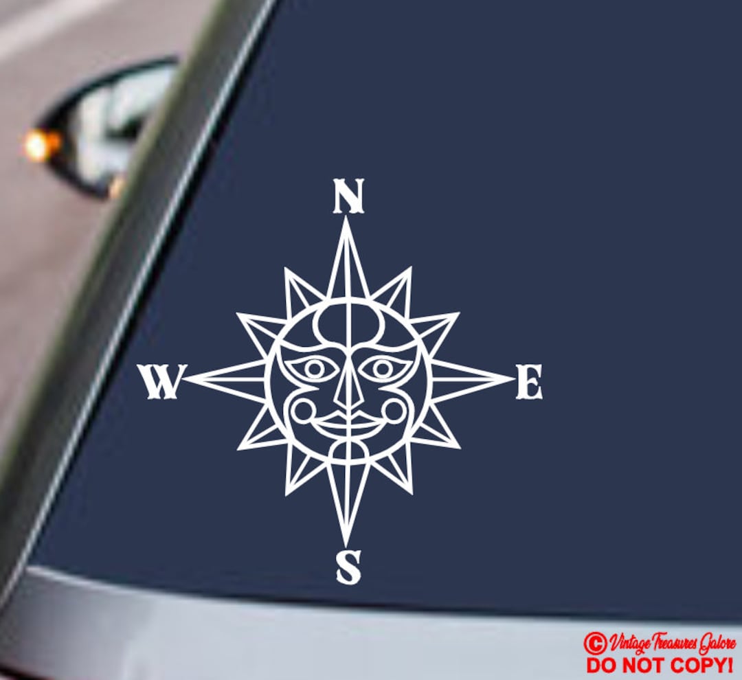 Sunface Compass Vinyl Decal – Car, Truck, Window Sticker - Etsy
