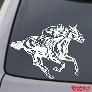 HORSE RACING Vinyl Decal Sticker Car Truck Boat Tractor Trailer Laptop Window Wall Bumper Rear Back Window Race Animal Jockey Thoroughbred