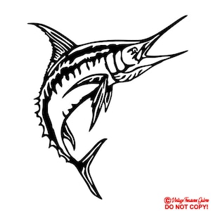 ATLANTIC BLUE MARLIN - Vinyl Decal Sticker Auto Vrachtwagen Boot Achterruit Muur Bumper Sport Vis Zwaardvis Billfish Oceaan Leven Diepzeevissen