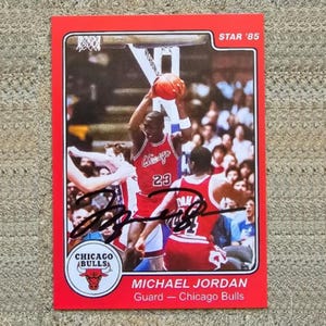 MICHAEL JORDAN 1984-85 Star Rookie RC Basketball Card #101 with Facsimile Signature Autograph Signed Auto