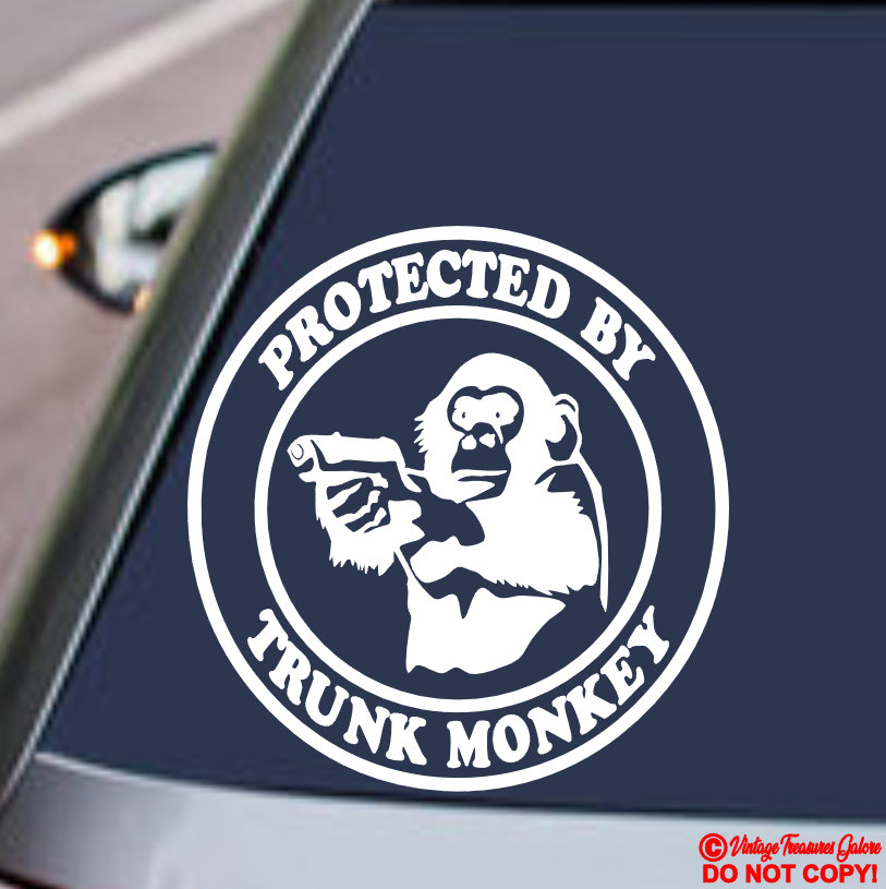 PROTECTED by TRUNK MONKEY Vinyl Decal Sticker Car Truck Rear