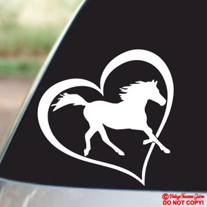 HORSE HEART Vinyl Decal Sticker Car Truck Boat Tractor Trailer Laptop Window Wall Bumper Rear Back Window Love Racing Farm Animal Mustang