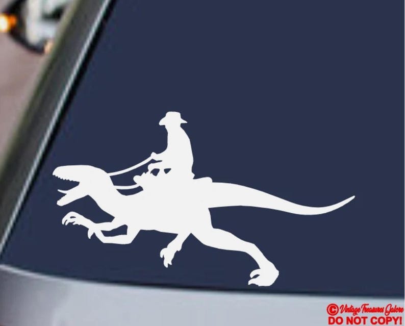 COWBOY RIDING RAPTOR Vinyl Decal Sticker Car Truck Rear Window Wall ...