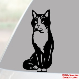 TUXEDO CAT - Naklejka winylowa na samochód ciężarowy łódź laptop tylna szyba ściana zderzak zabawny słodki kociak kociak szalony zwierzę pani pręgowany zwierzak Jdm
