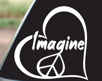Vinylsticker Imagine Peace Love – auto, laptop, raamsticker