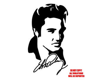ELVIS PRESLEY Vinyl Decal Sticker. Window, Wall, Car, Truck, Bumper The King of Rock & Roll Facsimile Signature Singer Actor American Legend