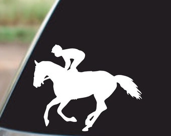Hästkapplöpning vinyldekal - Jockey och fullblod klistermärke