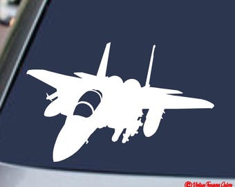 F-15 STRIDSJET ~ Vinyldekalklistermärke för bil, lastbil, skåpbil, bakruta stötfångare vägg flygplan flygplan F15 flygvapenveteran pensionerad pilot