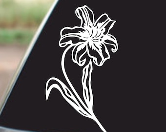 Adesivo in vinile con fiore di giglio - Adesivo per auto, camion e laptop