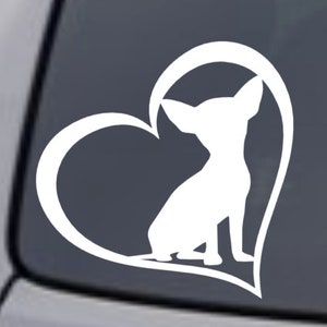 Peut inclure: Silhouette blanche d'un chihuahua dans un cœur.