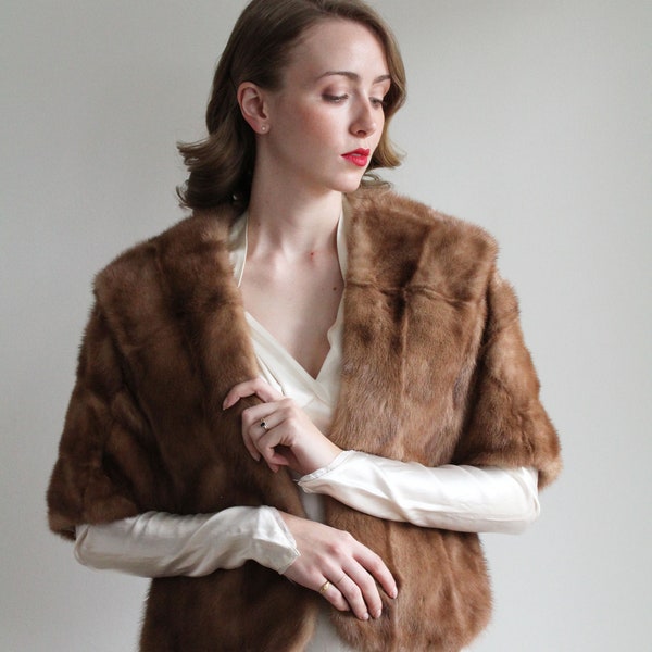 Vintage 1950's Brown Mink Fur Stole | AS IS