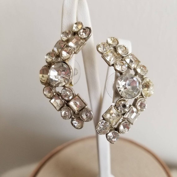1950's Rhinestone Ear Climbers - Wedding, Bridal,