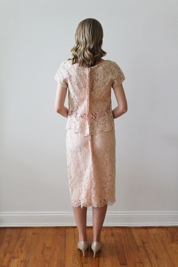 Vintage 1950's -60's Pink French Lace Party Dress… - image 9