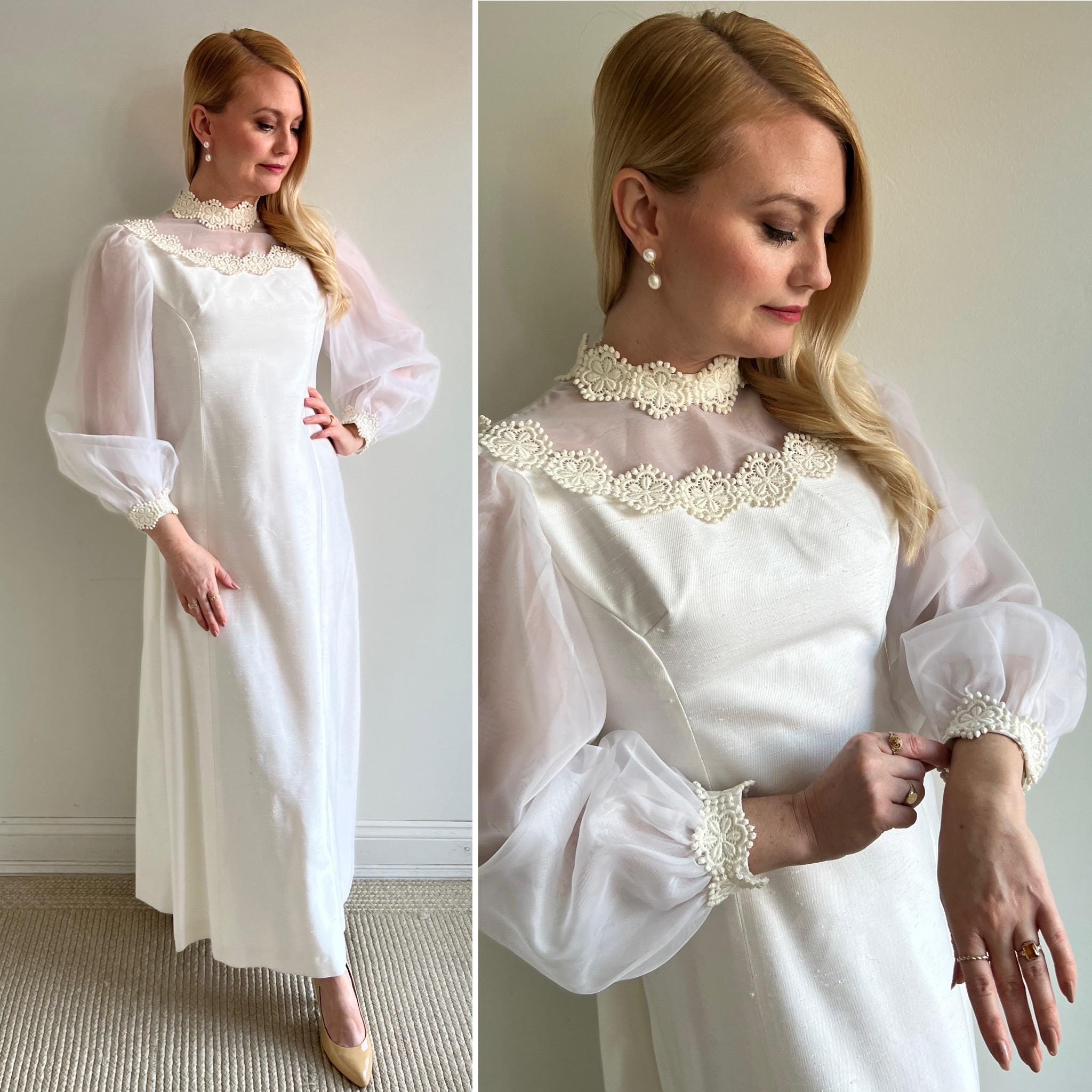 スーツ・フォーマル・ドレス Ameri VINTAGE UND LACE TRIMMING DRESS A Vintage 1960s Lorrie Deb Bright Ivory Dupioni Shift Wedding