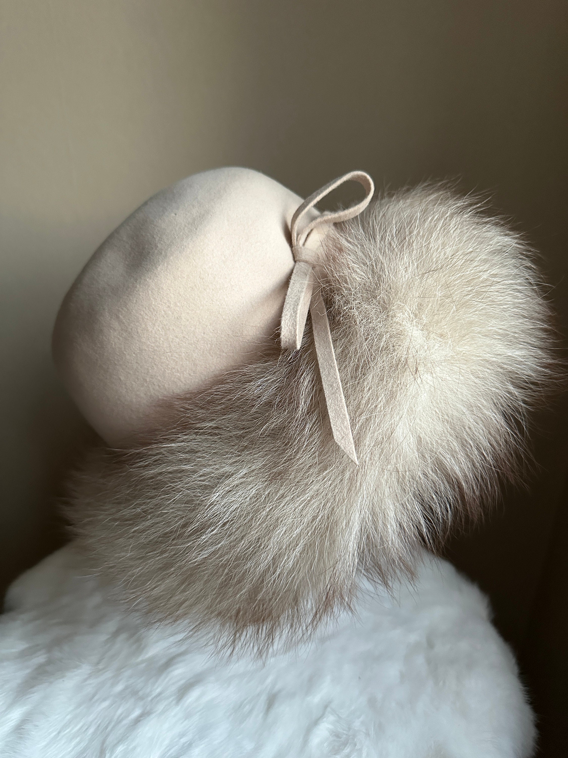 Vintage Fur Trim Felt Cap Hat Made in Denmark Winter Retro Unisex Vintage Fur Roller Hats available online. Keeps your head  main image 2
