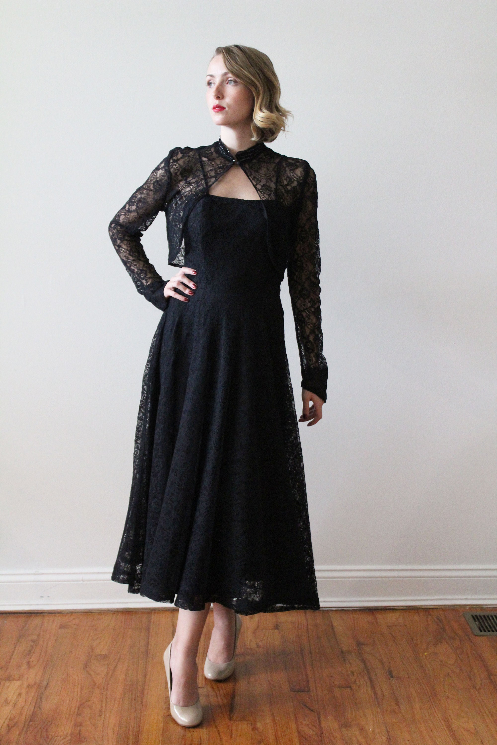 Black lace coat dress hotsell