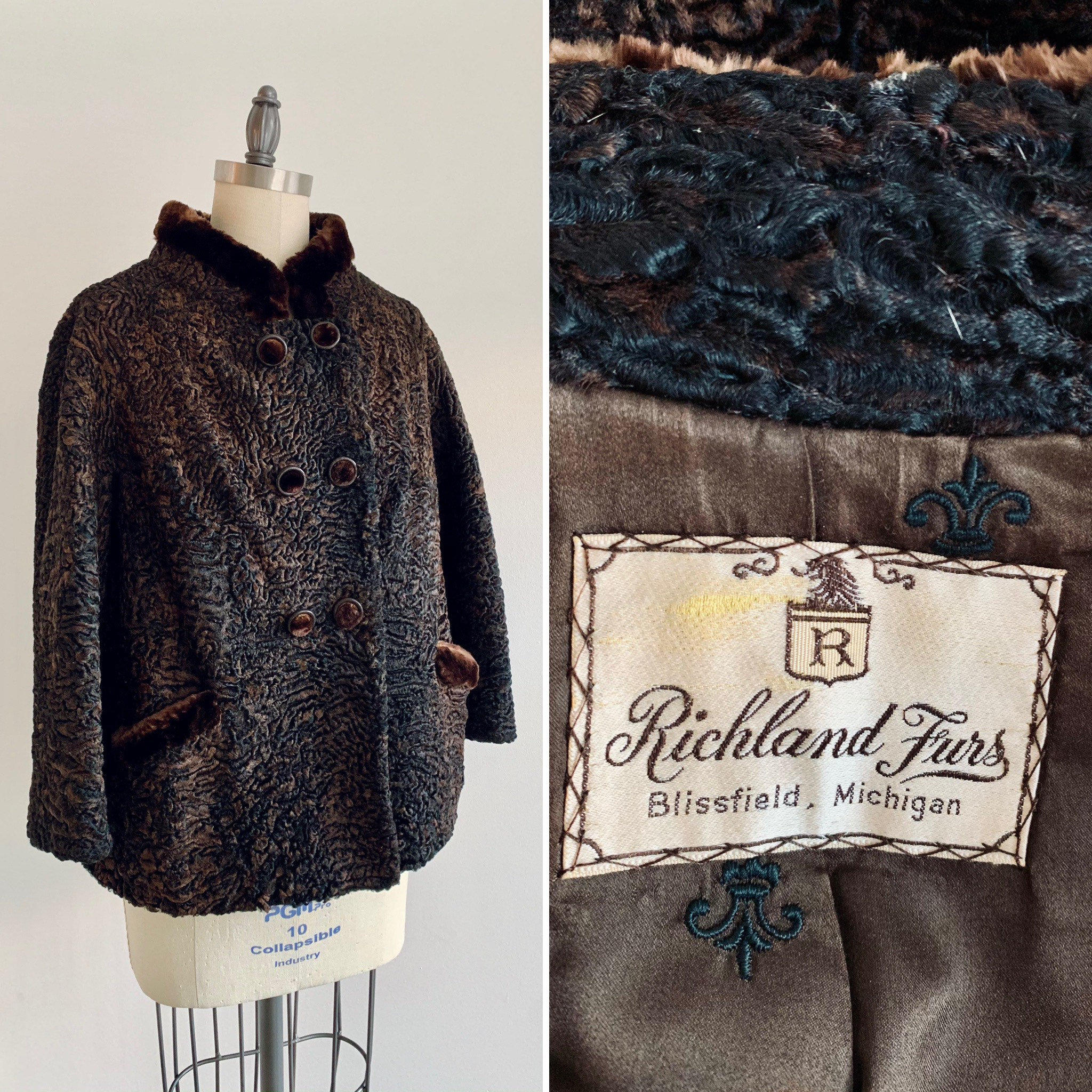 Vintage 1960's Richland Furs Winter Jacket With Fur Trim - Winter
