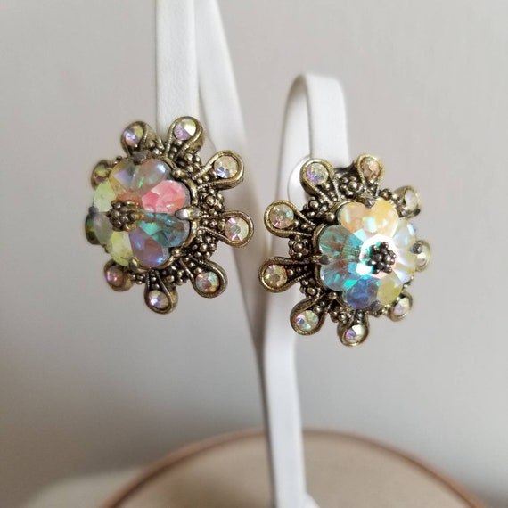 1960's Signed Weiss AB Statement Floral Earrings-… - image 2